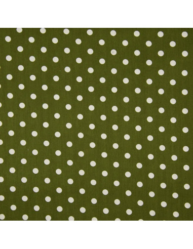 Popeline de coton, gros pois, kaki