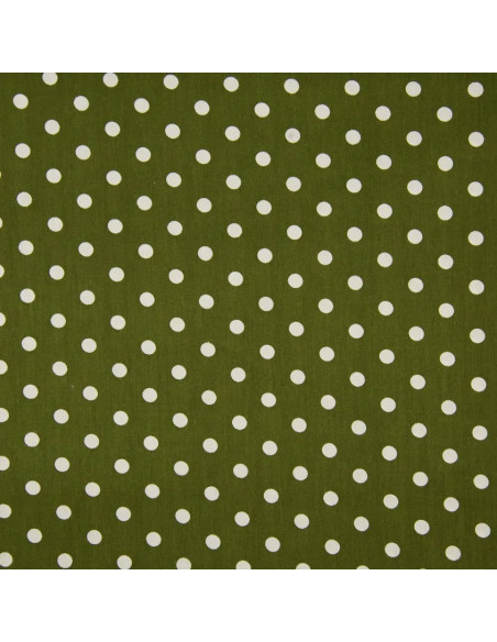 Popeline de coton, gros pois, kaki