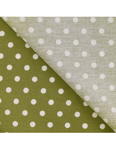 Popeline de coton, gros pois, kaki 2