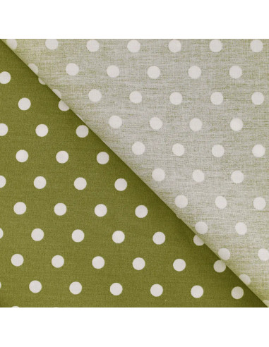Popeline de coton, gros pois, kaki