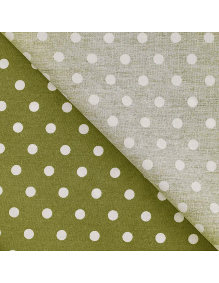 Popeline de coton, gros pois, kaki