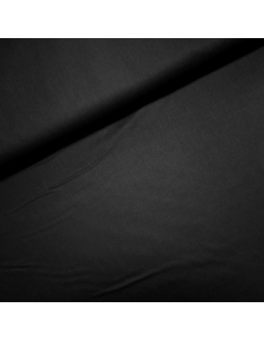 Tissu, Popeline de Coton Unie, Noir, Laize 150 cm, 100% Coton 125g/m²