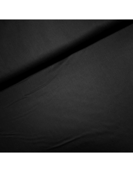 Tissu, Popeline de Coton Unie, Noir, Laize 150 cm, 100% Coton 125g/m²