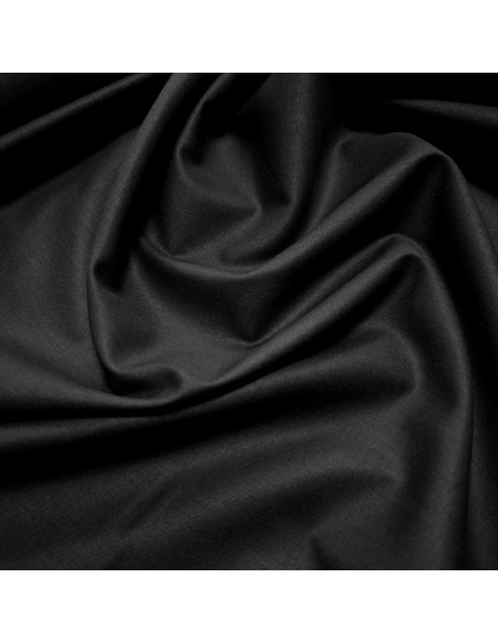 Tissu, Popeline de Coton Unie, Noir, Laize 150 cm, 100% Coton 125g/m²