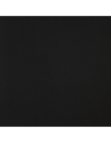 Tissu, Popeline de Coton Unie, Noir, Laize 150 cm, 100% Coton 125g/m²