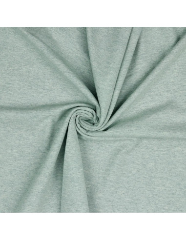 Tissu, Jersey de Coton Uni, Vert Chiné, Laize 145 cm, Coton Stretch Oeko-Tex