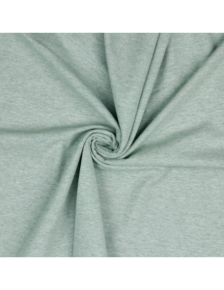 Tissu, Jersey de Coton Uni, Vert Chiné, Laize 145 cm, Coton Stretch Oeko-Tex