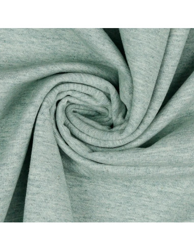 Tissu, Jersey de Coton Uni, Vert Chiné, Laize 145 cm, Coton Stretch Oeko-Tex