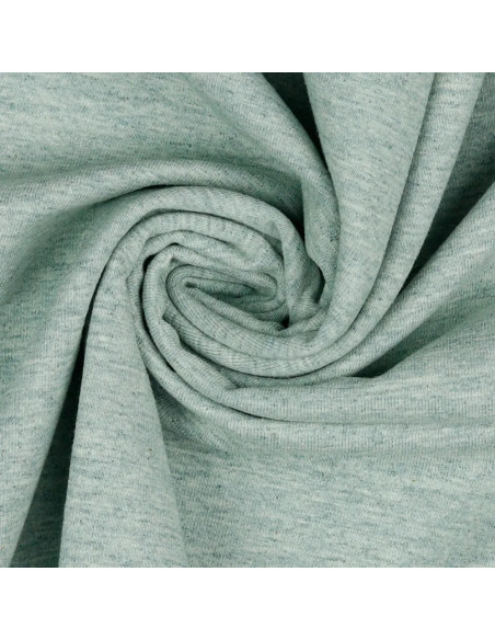 Tissu, Jersey de Coton Uni, Vert Chiné, Laize 145 cm, Coton Stretch Oeko-Tex