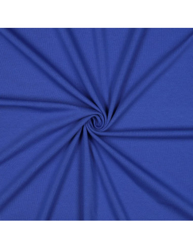 Tissu, Jersey de Coton Uni, Bleu Cobalt, Laize 145 cm, Coton Stretch Oeko-Tex
