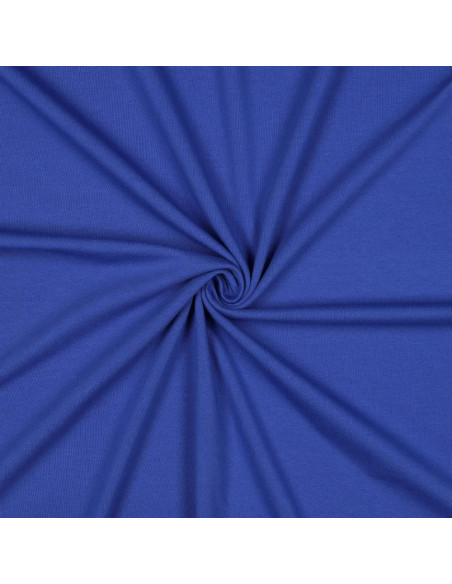 Tissu, Jersey de Coton Uni, Bleu Cobalt, Laize 145 cm, Coton Stretch Oeko-Tex
