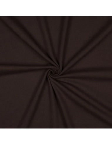 Tissu, Jersey de Coton Uni, Marron Foncé, Laize 145 cm, Coton Stretch Oeko-Tex