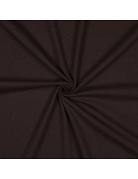 Tissu, Jersey de Coton Uni, Marron Foncé, Laize 145 cm, Coton Stretch Oeko-Tex