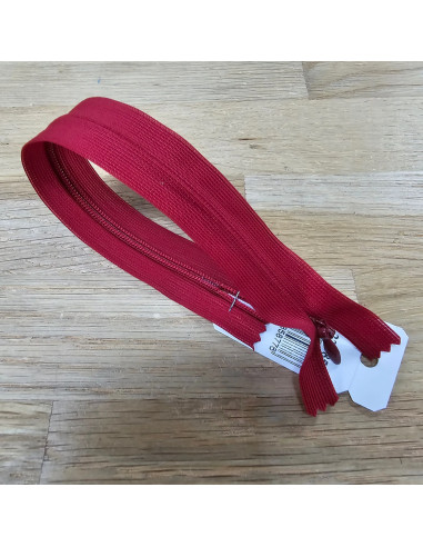 Fermeture Eclair Z41, Nylon invisible, rouge carmin, 60cm