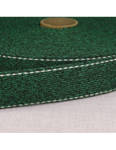 Sangle point sellier chinée, 30mm, vert