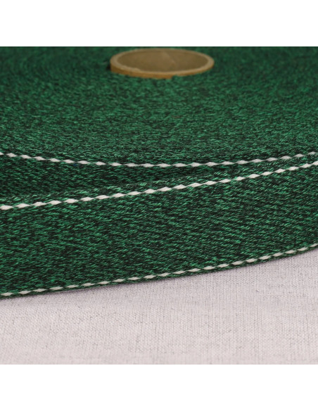 Sangle point sellier chinée, 30mm, vert