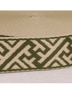 Sangle ethnique géométrique, 38mm, kaki