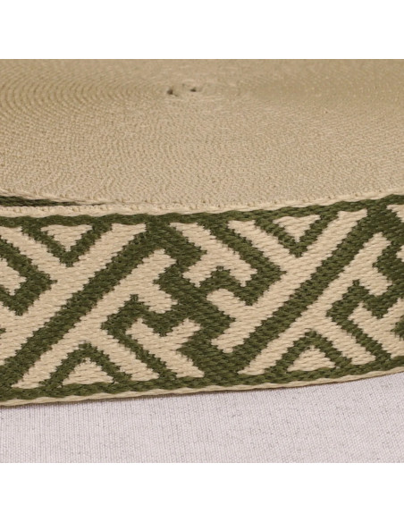 Sangle ethnique géométrique, 38mm, kaki