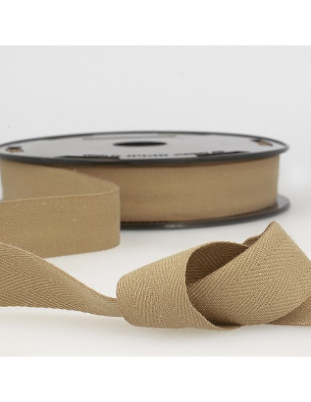 Ruban sergé coton, 30mm, taupe