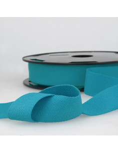 Ruban sergé coton, 30mm, bleu pétrole