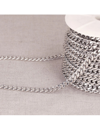 Chaine aluminium, 7mm, argent