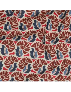 Tissu, Popeline de Coton Fleurie Rétro, Multicolore, Laize 150 cm, 100% Coton 110g/m²