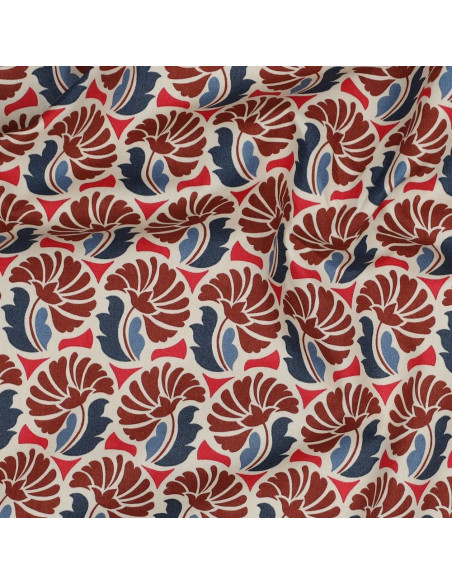 Tissu, Popeline de Coton Fleurie Rétro, Multicolore, Laize 150 cm, 100% Coton 110g/m²