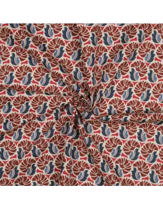 Tissu, Popeline de Coton Fleurie Rétro, Multicolore, Laize 150 cm, 100% Coton 110g/m² 2