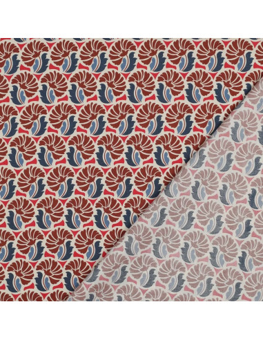 Tissu, Popeline de Coton Fleurie Rétro, Multicolore, Laize 150 cm, 100% Coton 110g/m²