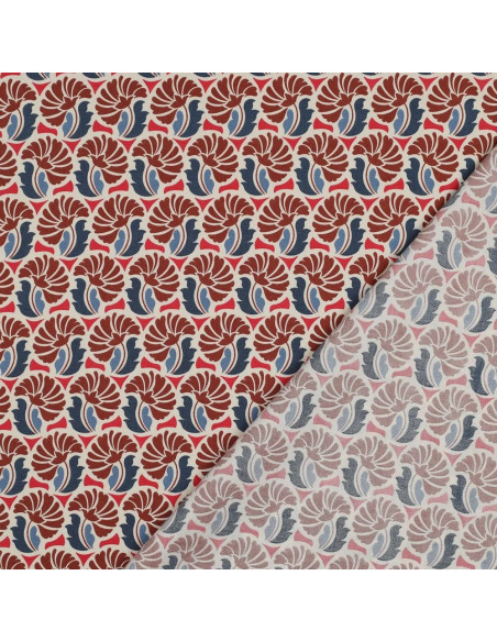 Tissu, Popeline de Coton Fleurie Rétro, Multicolore, Laize 150 cm, 100% Coton 110g/m²