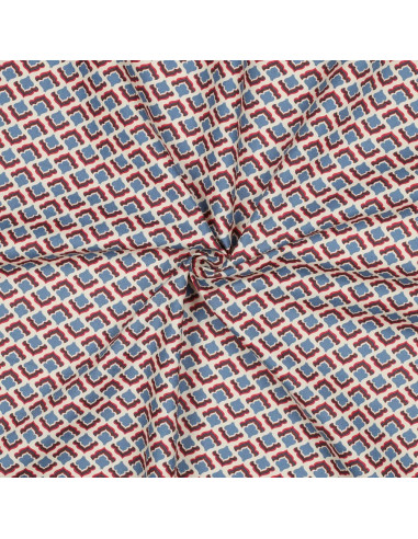 Tissu, Popeline de Coton Fleurie Rétro, Multicolore, Laize 150 cm, 100% Coton Oeko-Tex 110g/m²