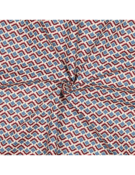 Tissu, Popeline de Coton Fleurie Rétro, Multicolore, Laize 150 cm, 100% Coton Oeko-Tex 110g/m²