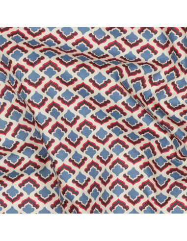 Tissu, Popeline de Coton Fleurie Rétro, Multicolore, Laize 150 cm, 100% Coton Oeko-Tex 110g/m²