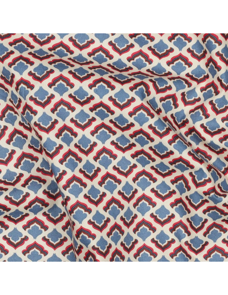 Tissu, Popeline de Coton Fleurie Rétro, Multicolore, Laize 150 cm, 100% Coton Oeko-Tex 110g/m²