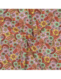 Popeline de coton, Flower Power Acidulé 2