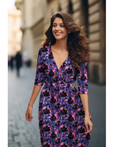 Twill viscose stretch, fleurs