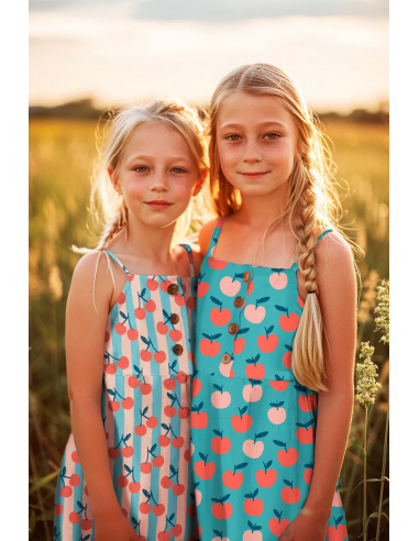 Popeline de coton, Cerises Rayées