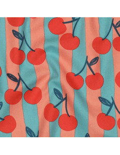 Popeline de coton, Cerises Rayées