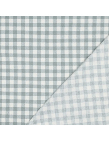 Tissu, Flanelle de Coton Vichy, Vert Clair, Laize 143 cm, 100% Coton 165g/m²