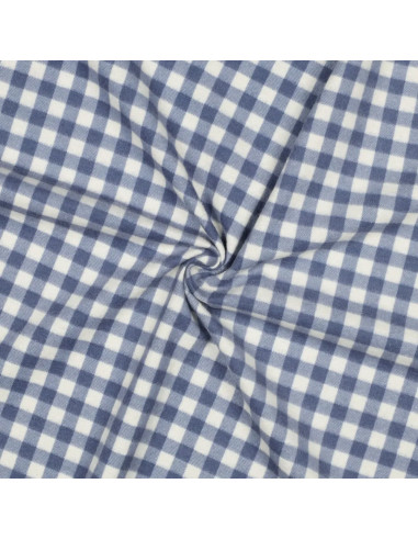 Tissu, Flanelle de Coton Vichy, Bleu, Laize 143 cm, 100% Coton 165g/m²