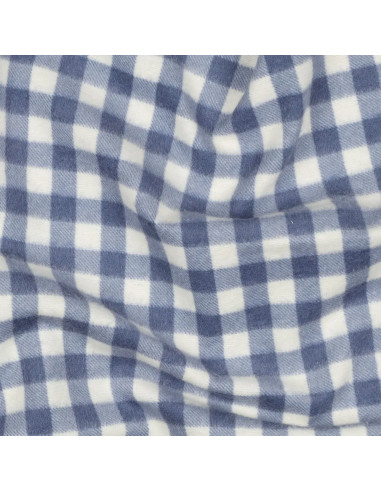 Tissu, Flanelle de Coton Vichy, Bleu, Laize 143 cm, 100% Coton 165g/m²