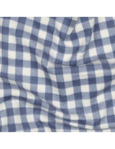 Tissu, Flanelle de Coton Vichy, Bleu, Laize 143 cm, 100% Coton 165g/m²