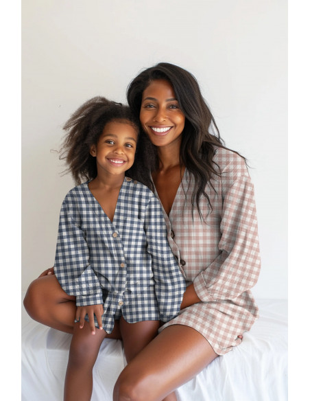 Flanelle de coton, Vichy, bleu