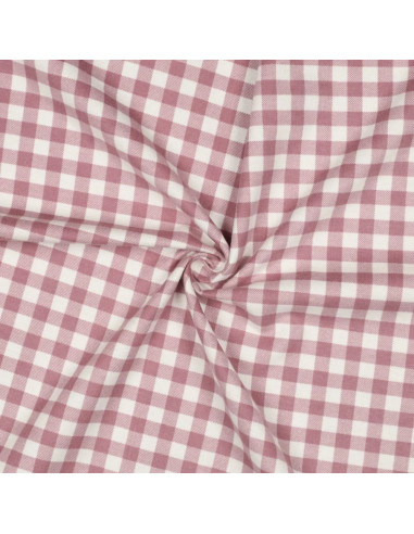Tissu, Flanelle de Coton Vichy, Mauve, Laize 143 cm, 100% Coton 165g/m²
