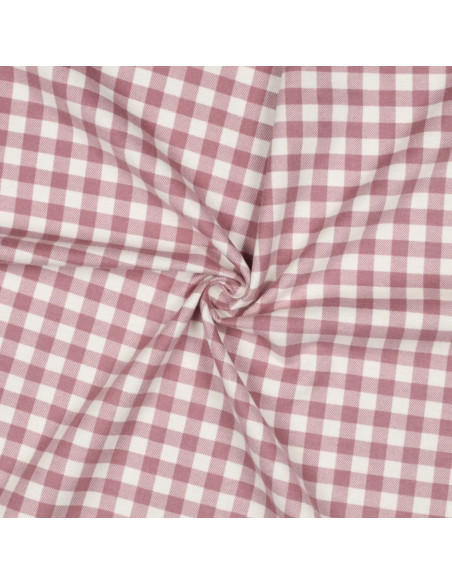 Tissu, Flanelle de Coton Vichy, Mauve, Laize 143 cm, 100% Coton 165g/m²