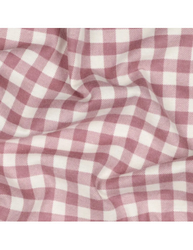 Tissu, Flanelle de Coton Vichy, Mauve, Laize 143 cm, 100% Coton 165g/m²