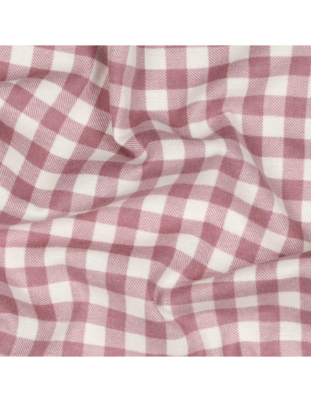 Tissu, Flanelle de Coton Vichy, Mauve, Laize 143 cm, 100% Coton 165g/m²