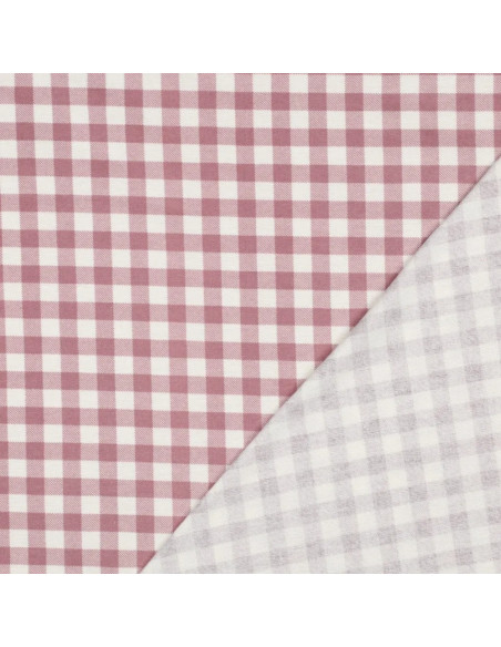 Tissu, Flanelle de Coton Vichy, Mauve, Laize 143 cm, 100% Coton 165g/m²