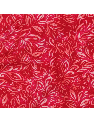 Tissu, Viscose Imprimée, Fleurs Abstraites Rose Fuchsia, Laize 140 cm, 100% Viscose 110g/m²