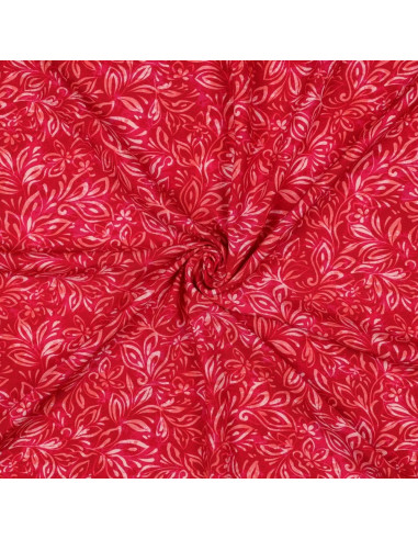 Tissu, Viscose Imprimée, Fleurs Abstraites Rose Fuchsia, Laize 140 cm, 100% Viscose 110g/m²